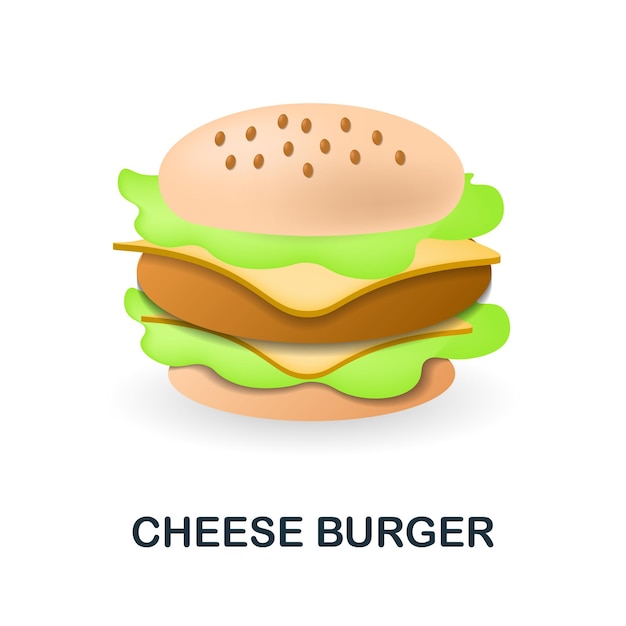 Cheese Burger icoon 3d illustratie uit fast food collectie Creatief Cheese Burger 3d icoon voor web design templates infographics en meer