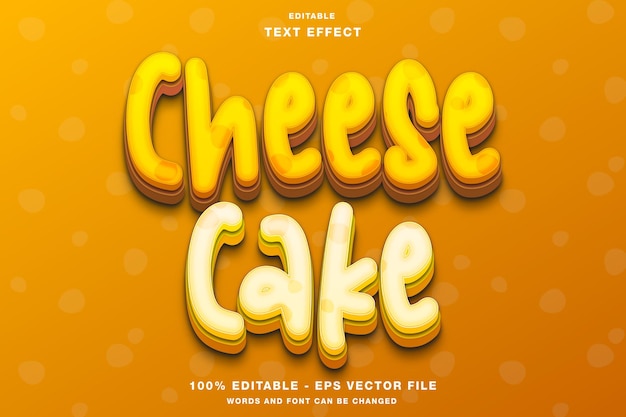 Vector cheese cake cartoon editable text effect
