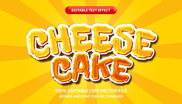 Cheese cake editable text effect template, colorful gradient font style