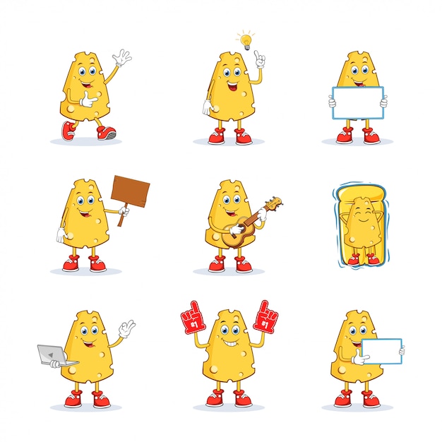 Cheese Cartoon Mascot Character Set Collection