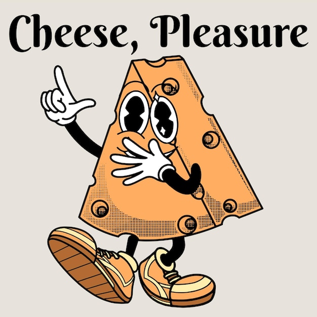 Cheese Character Design With Slogan Cheese Pleasure