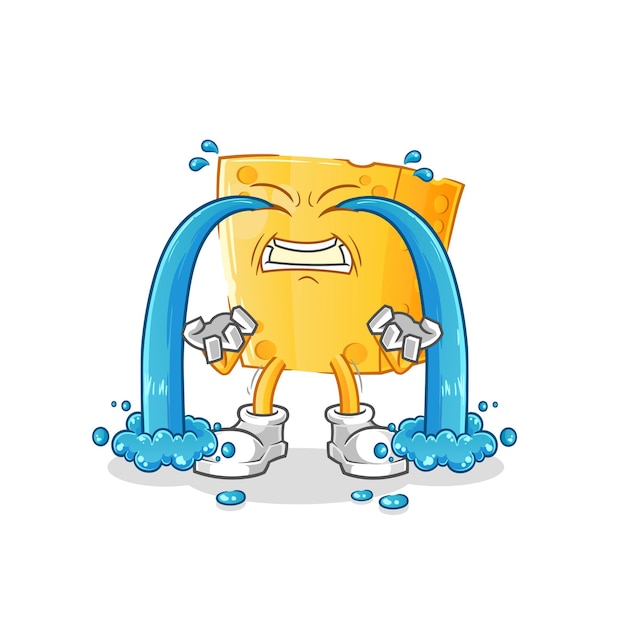 Cheese crying illustration. character vector