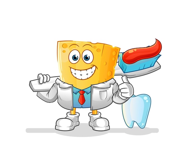 Cheese dentist illustration. character vector