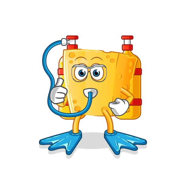 Cheese diver cartoon. cartoon mascot vector