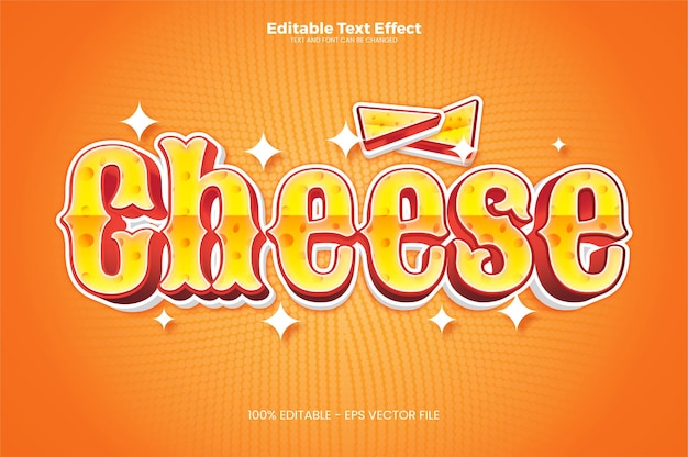 현대적인 트렌드 스타일의 치즈 편집 가능한 텍스트 효과