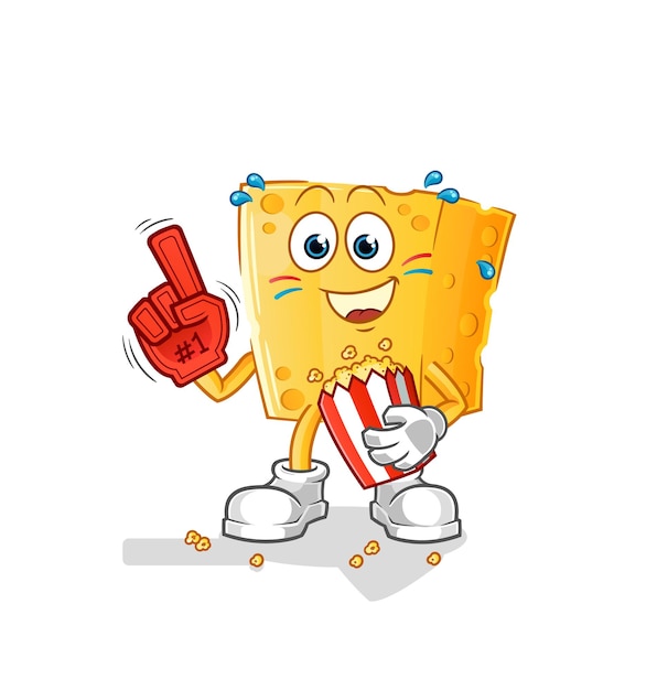 Cheese fan with popcorn illustration character vector