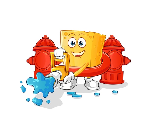 Cheese firefighter vector cartoon character