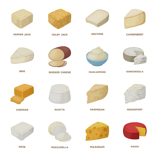 Cheese food  cartoon set icon.  healthy and milk snack  . isolated cartoon set icon cheese food .