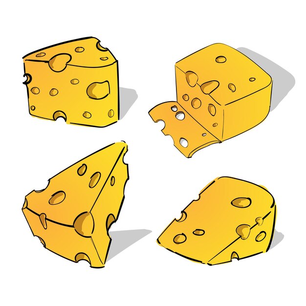 チーズ手描きベクトルイラスト