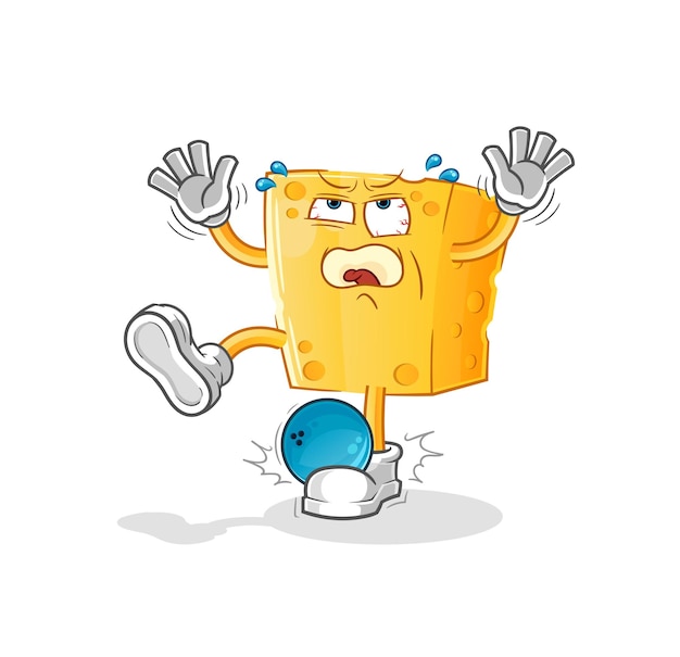 Cheese hiten by bowling cartoon. cartoon mascot vector