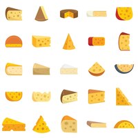cheese icons set. flat set of cheese vector icons isolated on white background