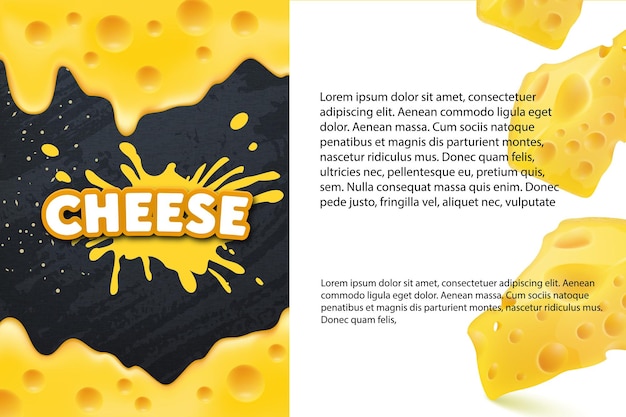 Cheese label eco food poster banner menu product vector illustration