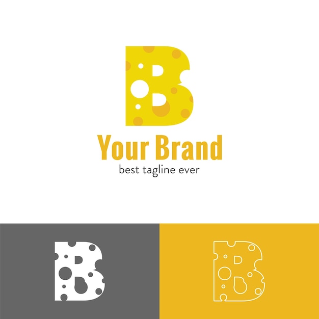 Cheese in letter B shape logo collection