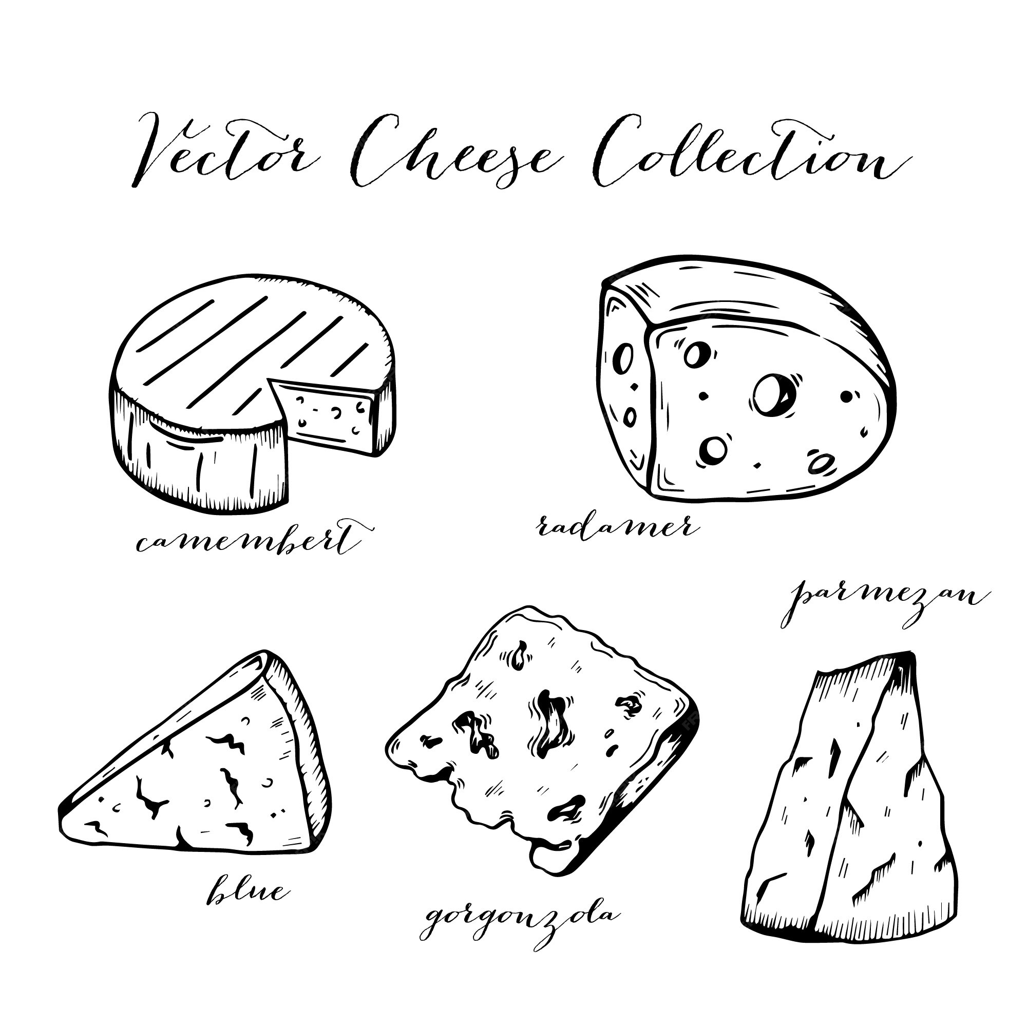 Premium Vector | Cheese line art collection
