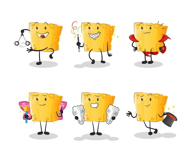 Cheese magic group character cartoon mascot vector