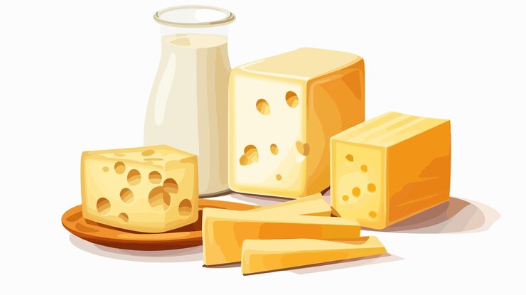 Вектор икона молочного продукта с сыром изолированная мультфильмная векторная иллюстрация