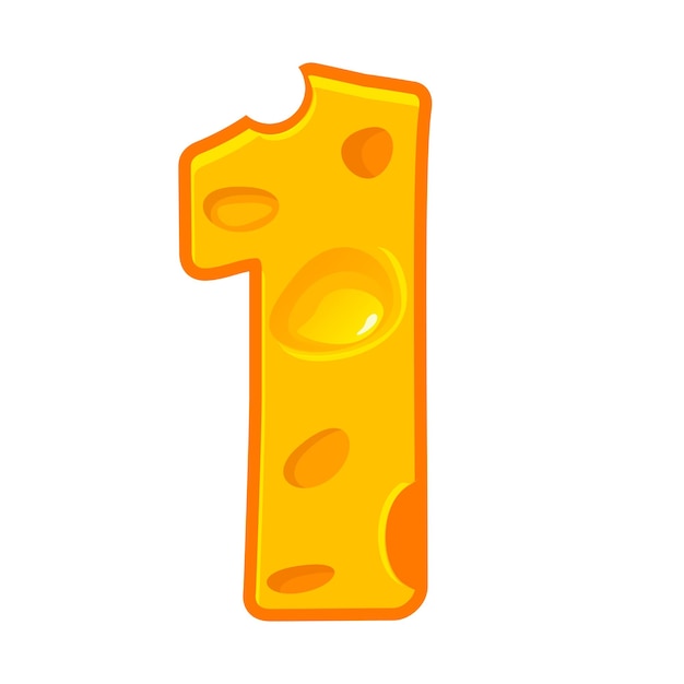 Vector cheese number 1 one font kids number figure 1