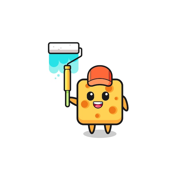 The cheese painter mascot with a paint roller