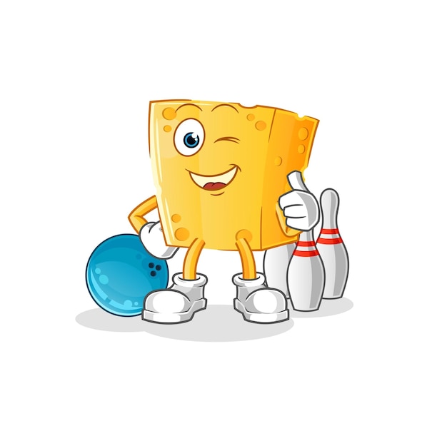 Cheese play bowling illustration character vector