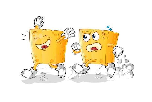 Cheese play chase cartoon. cartoon mascot vector