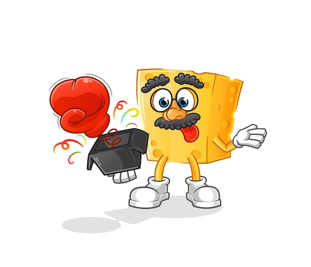 Cheese prank glove in the box cartoon mascot