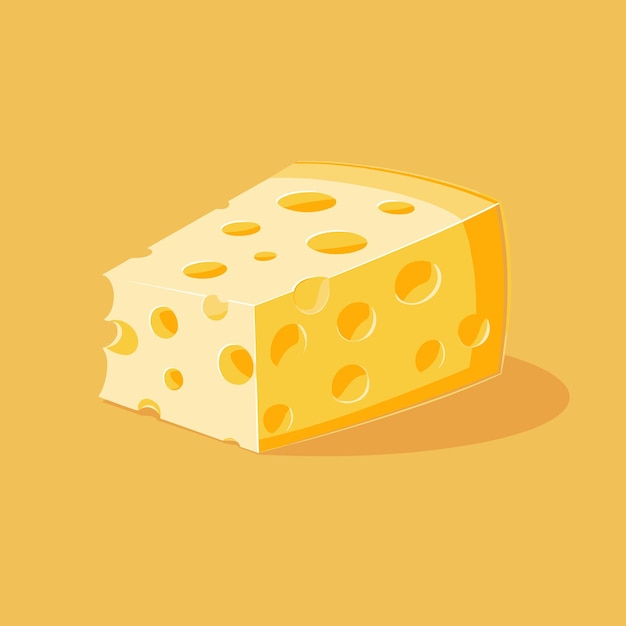 Fetta di formaggio con illustrazione vettoriale piatta del foro
