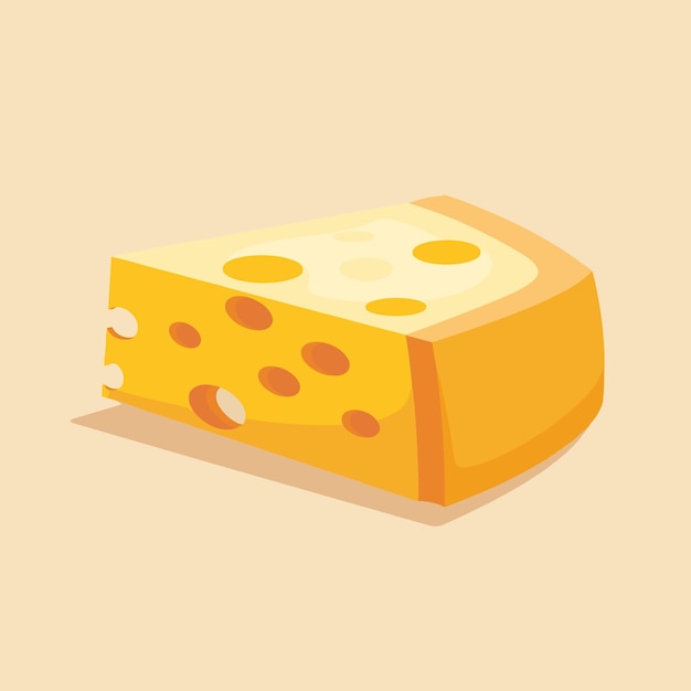 Cheese slice with hole flat vector illustration