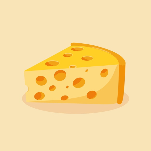 Vector cheese slice with hole flat vector illustration