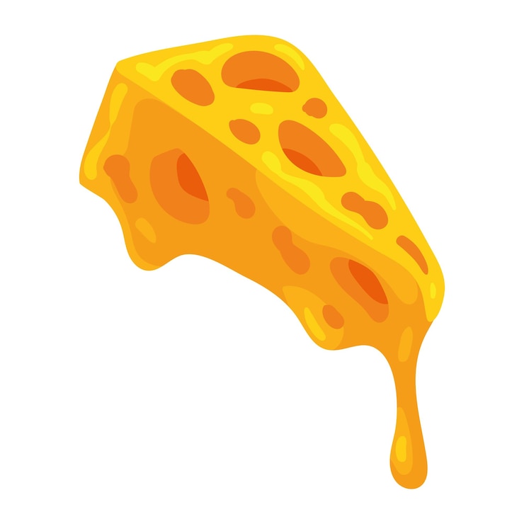 Vector cheese sliced melted food illustration isolated