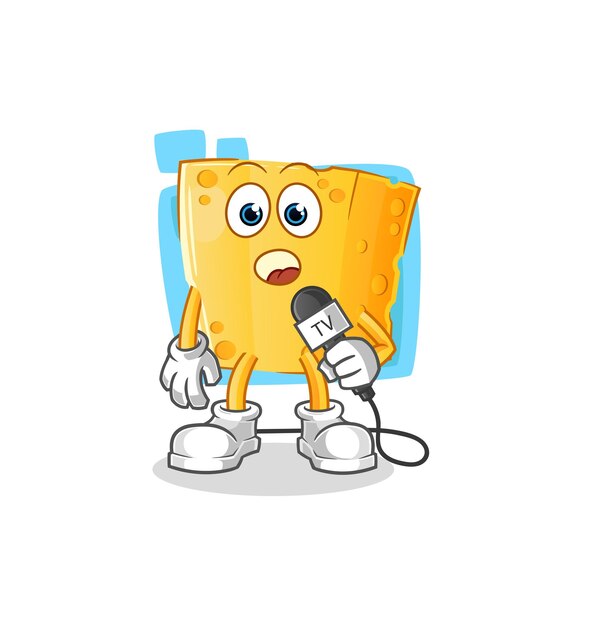 Cheese tv reporter cartoon. cartoon mascot vector