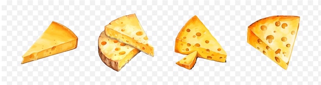 Cheese waterverf vector element set doorzichtig geïsoleerd