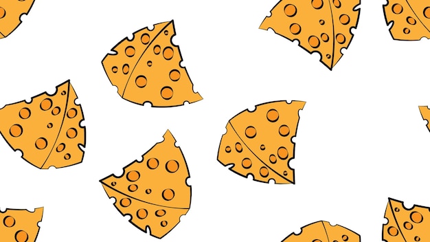 Vector cheese on white background vector illustration pattern an appetizing triangular slice of cheese