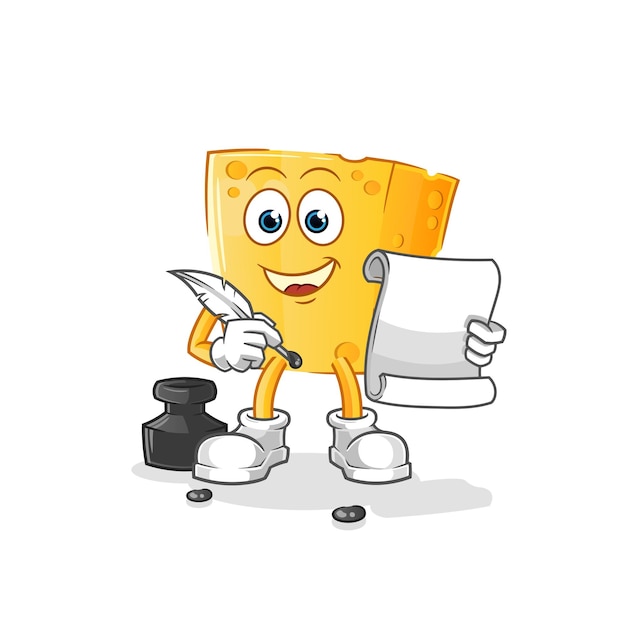 Cheese writer vector. cartoon character