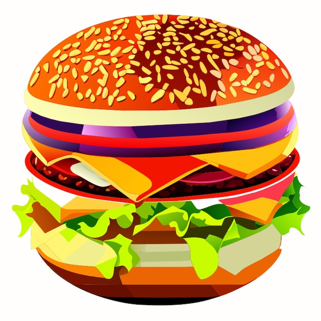 Vector cheeseburger isolated on transparent background vector illustration