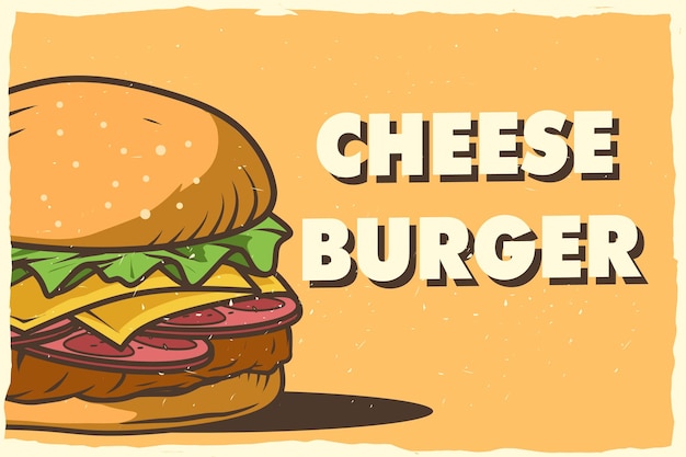 cheeseburger vintage poster design for print