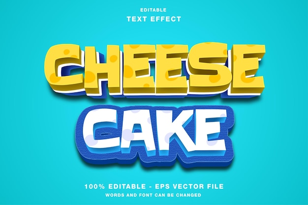Cheesecake 3d-cartoon bewerkbaar teksteffect
