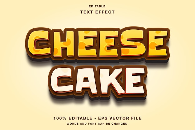 Cheesecake cartoon 3D bewerkbaar teksteffect