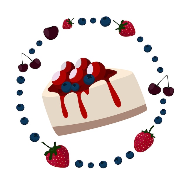 Vector cheesecake with berries