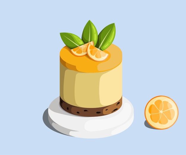 Vector cheesecake with orange cream