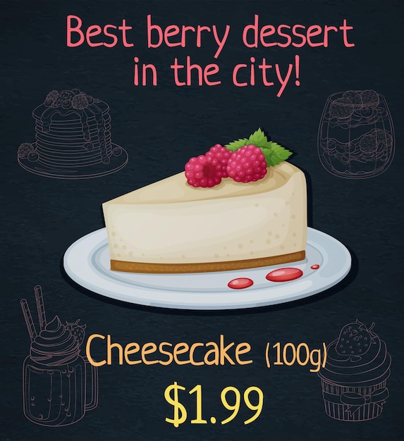 Cheesecake with raspberry icon cartoon vector illustration