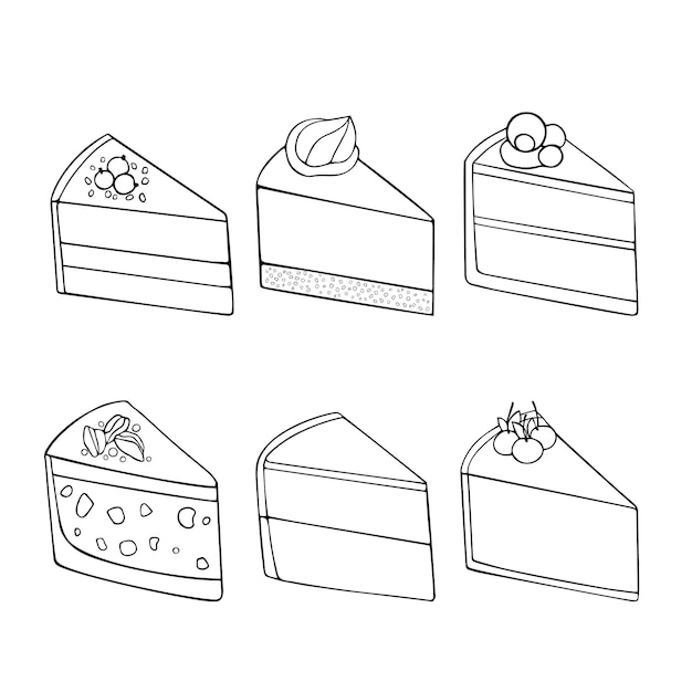 ベクトル チーズケーキベクトルセット手描きイラスト