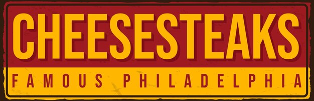 Cheesesteaks vintage roestig metalen bord retro vector posterontwerp