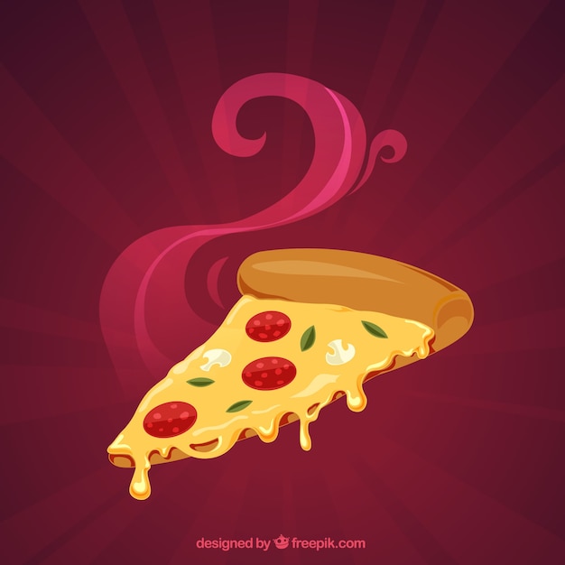 Vector cheesy pizza slice background