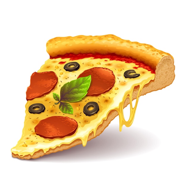 Vector cheesy pizza slice vector illustration