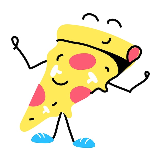 Cheesy slice of pizza, flat sticker