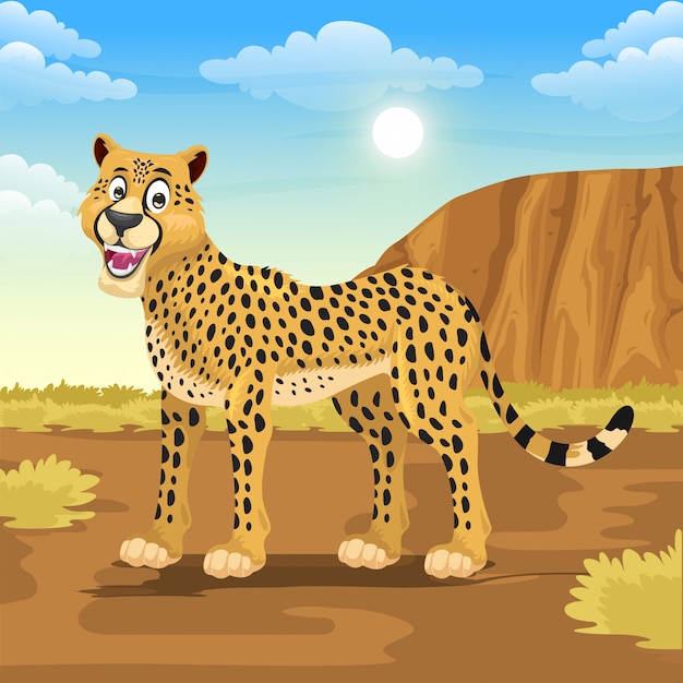 Cheetah cartoon in de savanne