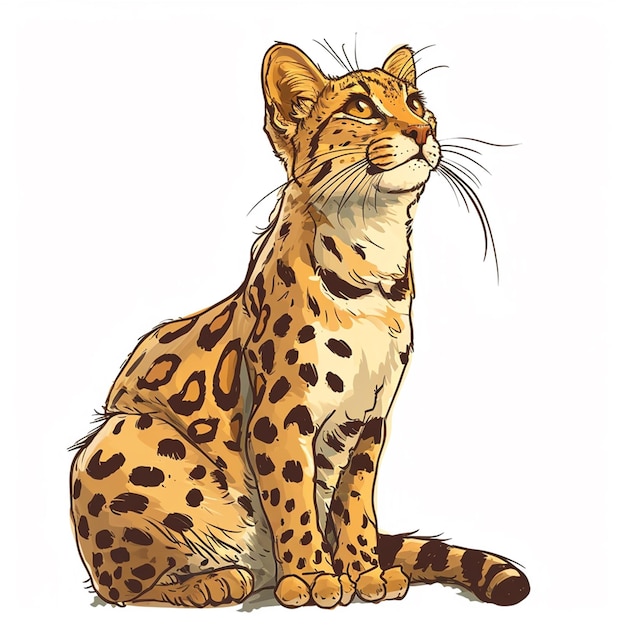 Cheetah cub with big blue eyes sitting Vector illustration