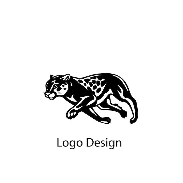 Cheetah Fast Run Logo Black Vector on white background