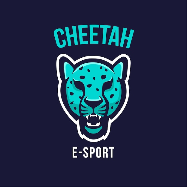 Плоский векторный логотип гепарда для esport