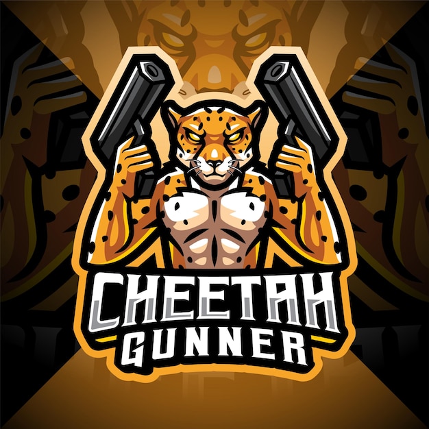 Logo della mascotte dell'esport di mitragliere ghepardo